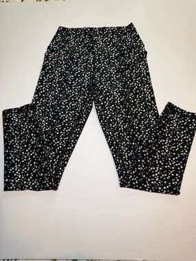 Ryderwear Black Leggings with White Spot Print
